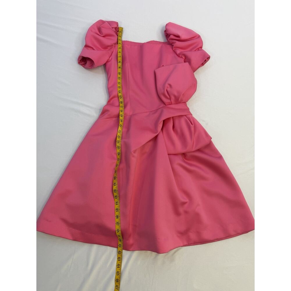 Vintage VICTOR COSTA 1980's Pink Satin Dress Gown Size 10 Knee Length Prom HoCo - Picture 15 of 16